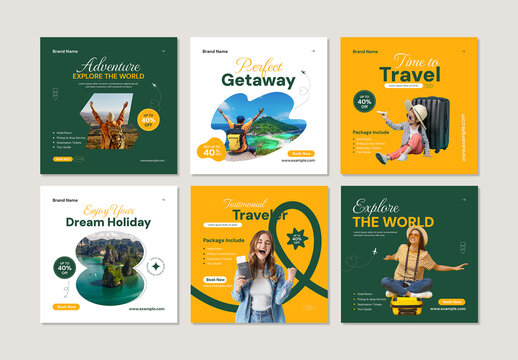 Travel Agency Holiday Tour Promotion Social Media Post Template