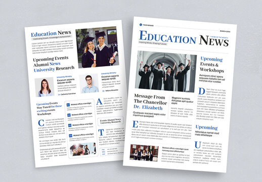 Education Newsletter Layout for High School, College, and University