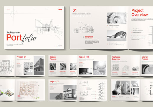 Modern Architecture Portfolio Book Layout Landscape Design Template