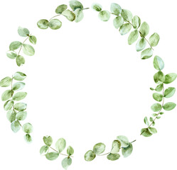 Watercolor wreath of eucaliptus