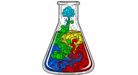 Vibrant chemical reaction in flask