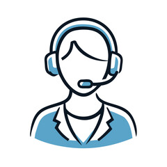 Fototapeta premium Customer Service Agent Icon with Headset | Call Center Support Representative Vector Illustration for Helpdesk and Online Assistance