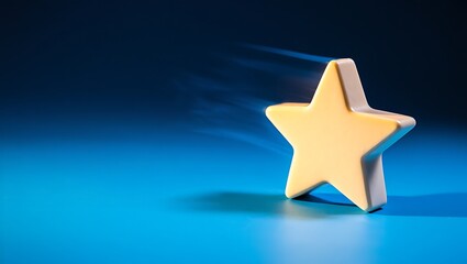Obraz premium A single yellow star on a blue gradient background with shadow