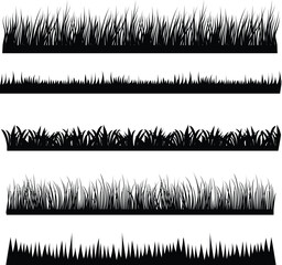 Black grass silhouette border for natural landscape background design vector © Buddhadeb