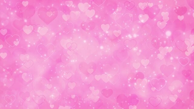 ハート　キラキラ　ループ動画　豪華　おしゃれ　ポップ　光る　華やか　Glittering cute pink hearts.Shining  Particles.Valentine's Day,Wedding.Loop video.