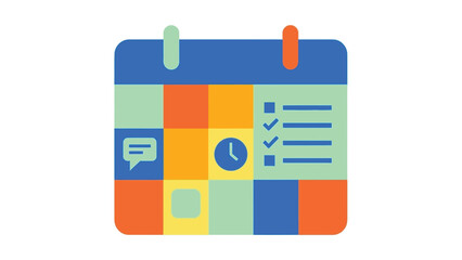 Fototapeta premium Calendar Icon with Tasks and Time Management Elements.