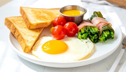 焼き色が美しいトーストが主役のモーニングセットで一日を始める朝食風景