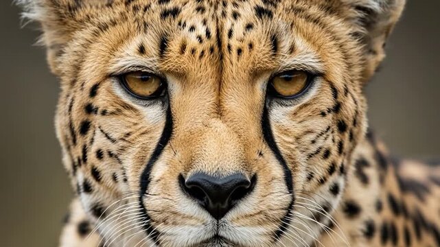 Cheetah predator close-up, striking blue eyes and fierce intensity.