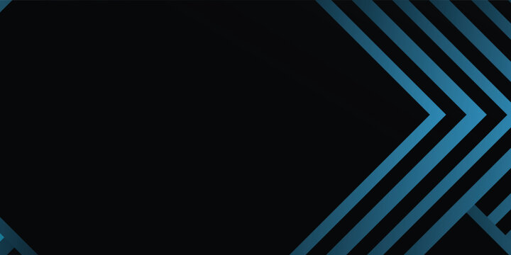 Abstract black background with blue geometric lines forming chevron patterns on the right side, creating a dynamic and modern design.