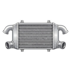 Fototapeta premium Detailed illustration of an intercooler with pipes on a white background