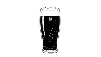 Dark Beer With Foam Head In Glass