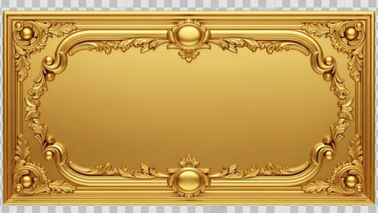 Golden ornate rectangular frame with decorative border and floral patterns