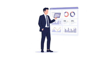 Fototapeta premium Businessman Analyzing Data Dashboard Presentation