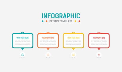 Four Step Infographic element design Vector template for presentation. process diagram and presentations step, workflow layout, banner, flow chart, info graphic vector illustration