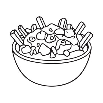 Poutine Vector Illustration with French Fries, Cheese Curds, and Gravy 