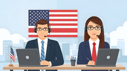 American business professionals at work