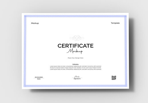 Minimal Certificate Mockup Template