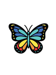 Obraz premium Colorful stained glass butterfly illustration with intricate patterns.