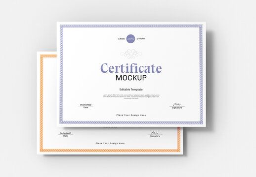 Two Certificate Mockup Template