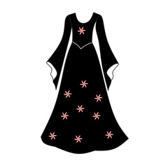 Black dress with floral embroidery