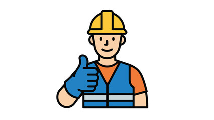Construction worker giving a thumbs up gesture.