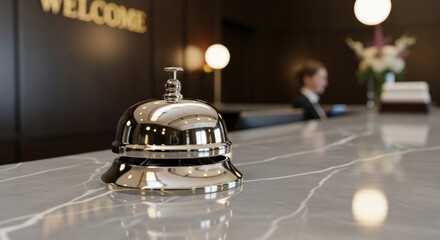 Hotel Reception Bell on Marble Counter