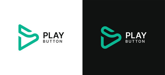 Media Play Button Logo design vector illustration template