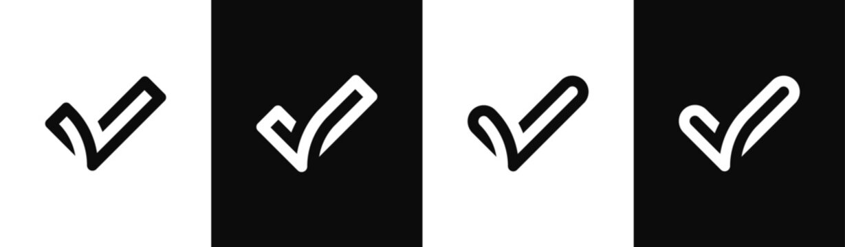 Check mark icons. Tick symbol set logo vector illustration template