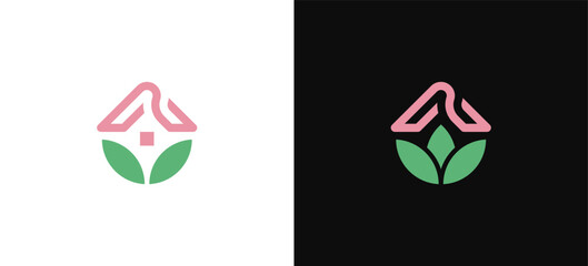Luxury house Flower Home logo design icon sign symbol vector illustration template