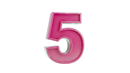 Fototapeta premium Pink Number 5 Isolated on White Background