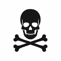 Vector illustration of a skull and crossbones symbol in black color for danger warning