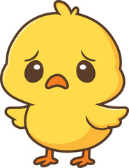Obraz premium cartoon illustration of a sad chick