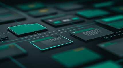An artistic depiction of interconnected folders and files, symbolizing the modern digital world and data flow.