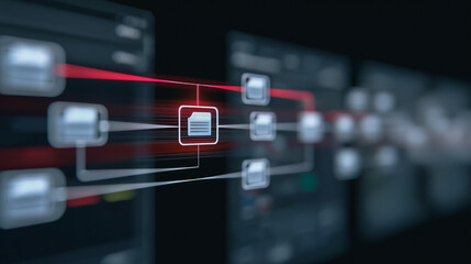 An intricate network of interconnected data pathways lights up, highlighting the complex infrastructure of digital architecture. The visualization is of a network.