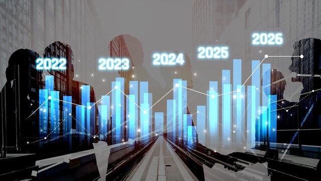 Business bar chart and line graph showing yearly business growth from 2022 to new year 2026, represent data analytics, future 2026 planning, business 2026 trend, and performance analysis 2026 Marrow - Powered by Adobe