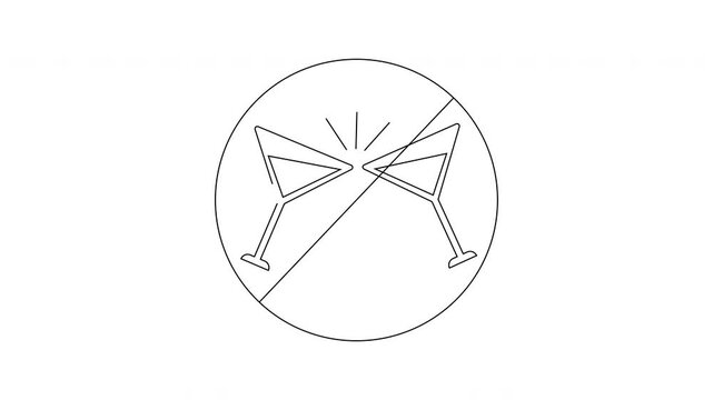 Two martini glasses in a circle with a slash through them signaling no drinks