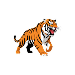 Aggressive Bengal Tiger Roaring With Open Mouth.