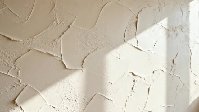 Medium shot of a textured drywall surface showcasing a smooth knockdown finish highlighting subtle light and shadow contrasts for decorative interior design.