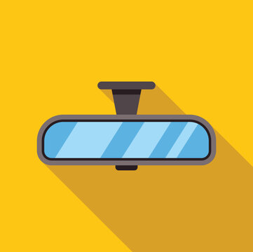 Car rearview mirror reflecting an empty road, symbolizing safety and clear vision while driving