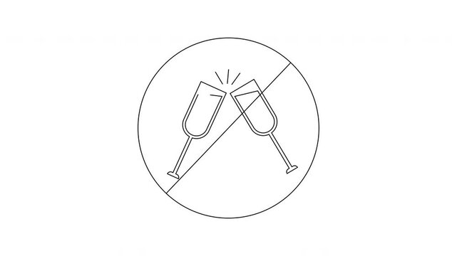 Two wine glasses intersecting within a crossed circle signaling a restriction