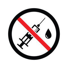 Prohibition sign no drugs or vaccines allowed