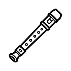 Black and white illustration of a recorder flute © Habiba