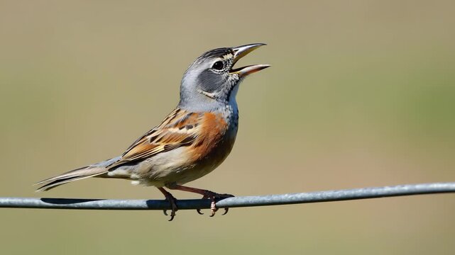 A female house sparrow perched on a tree branch in the wild