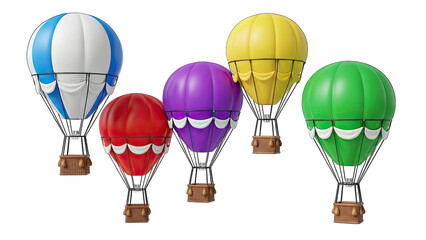 Colorful Hot Air Balloons Floating on White Background