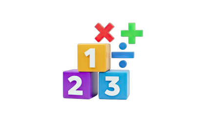 Colorful Numbers and Math Symbols on Cubes - Education Concept