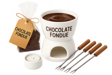 Chocolate fondue set with dipping melted dessert