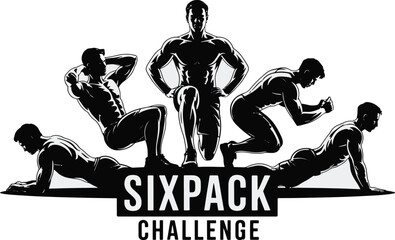 Fototapeta premium Sixpack Challenge Fitness Motivation Silhouettes male