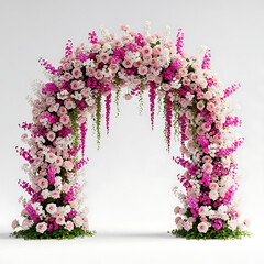 Beautiful Floral Archway with Pink Roses and Flowers for Wedding or Event Decor