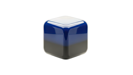 Glossy Blue Cube Isolated on White Background