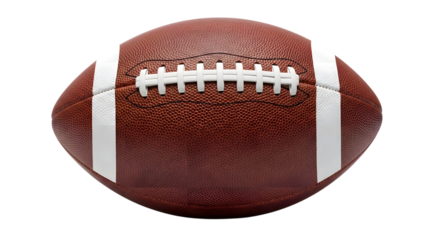 American football isolated view with laces and white stripes perfect for sports graphics isolated on transparent background